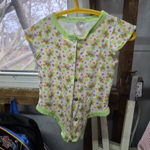 Baby Girls' Floral Print One-Piece Bodysuit in Green